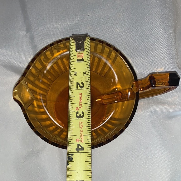 Vintage ART DECO etched amber glass cream and sugar bowl - Picture 11 of 12